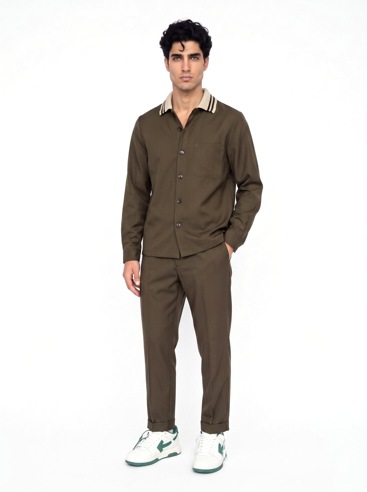 Yes London - Overshirt Collo A Righe