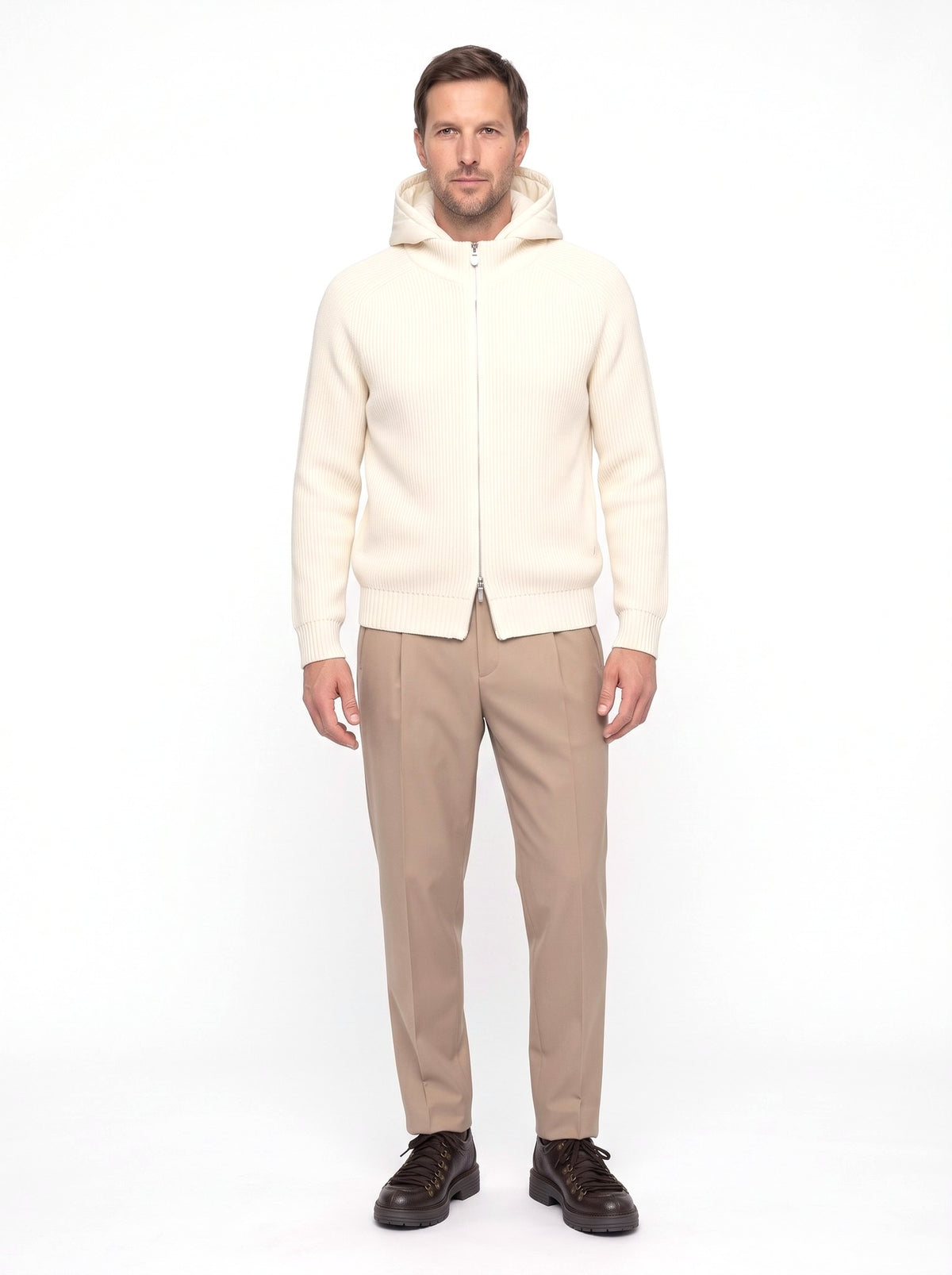 Gran Sasso - Maglia Full Zip Con Cappuccio 