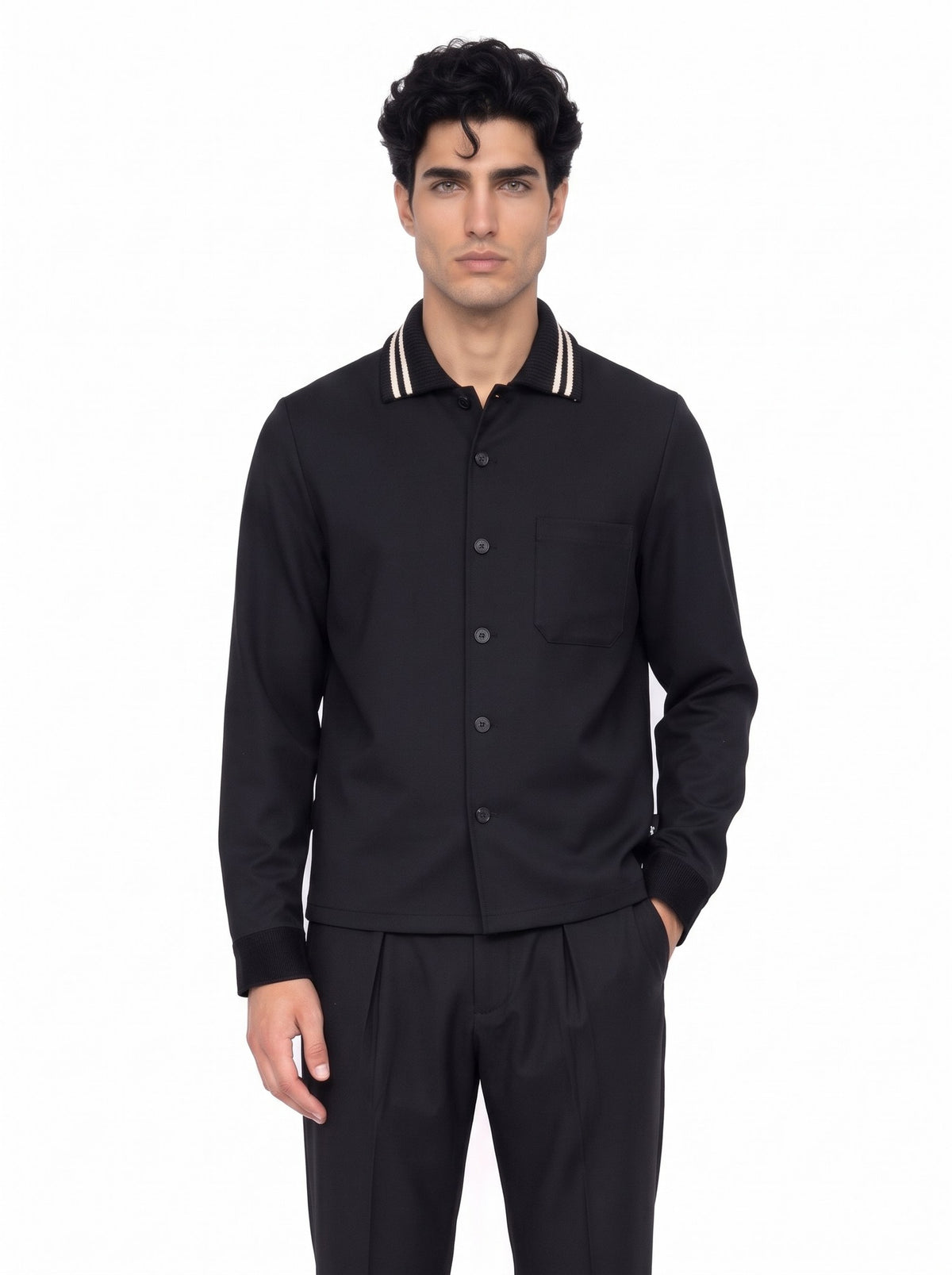 Yes London - Overshirt Collo A Righe 