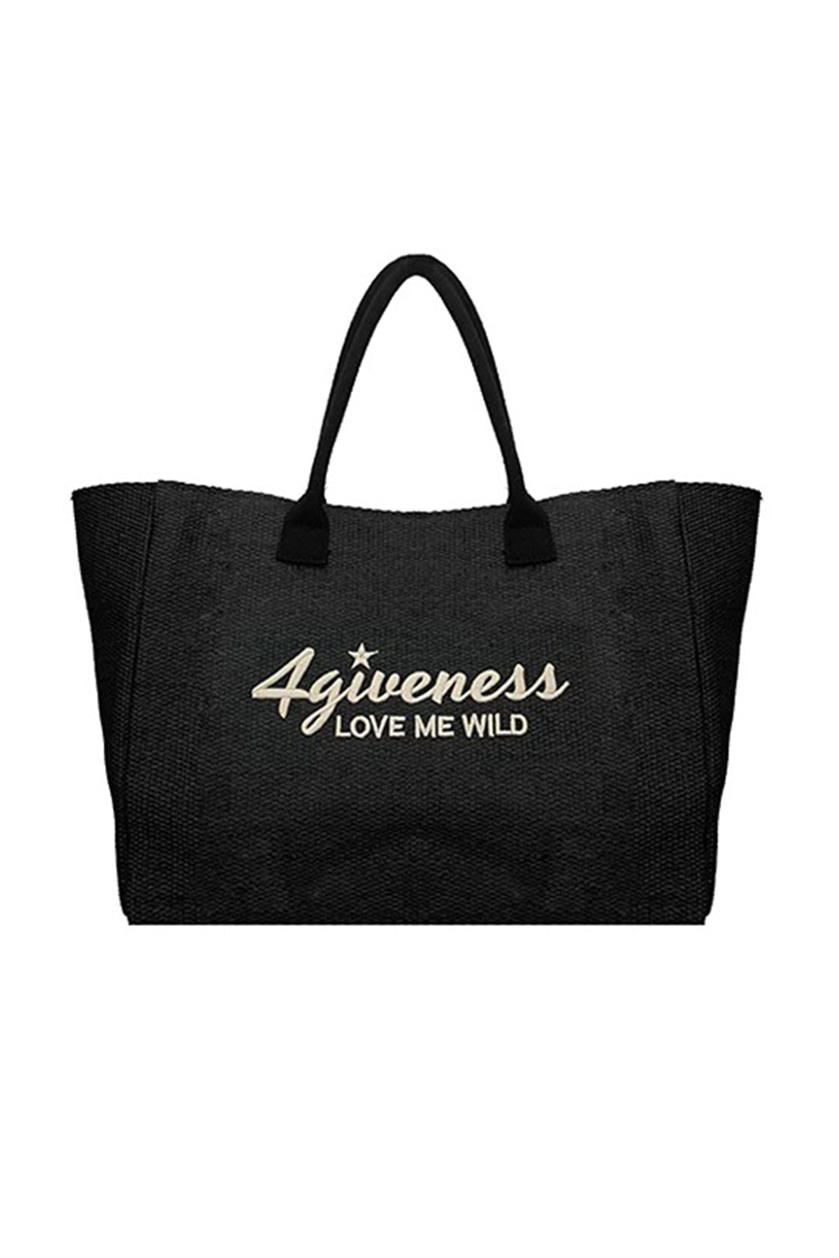 straw paper bag with 4giveness embroidery